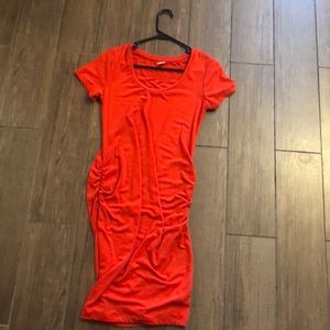 Gorgeous bright red maternity dress short sleeved